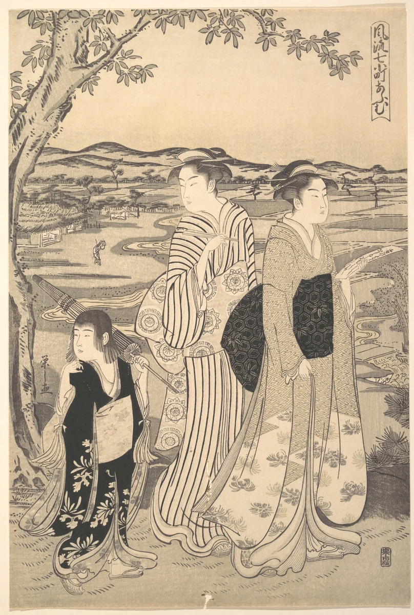 Parrot Komachi by Chōbunsai Eishi (鳥文斎栄之), print, 1778-1798