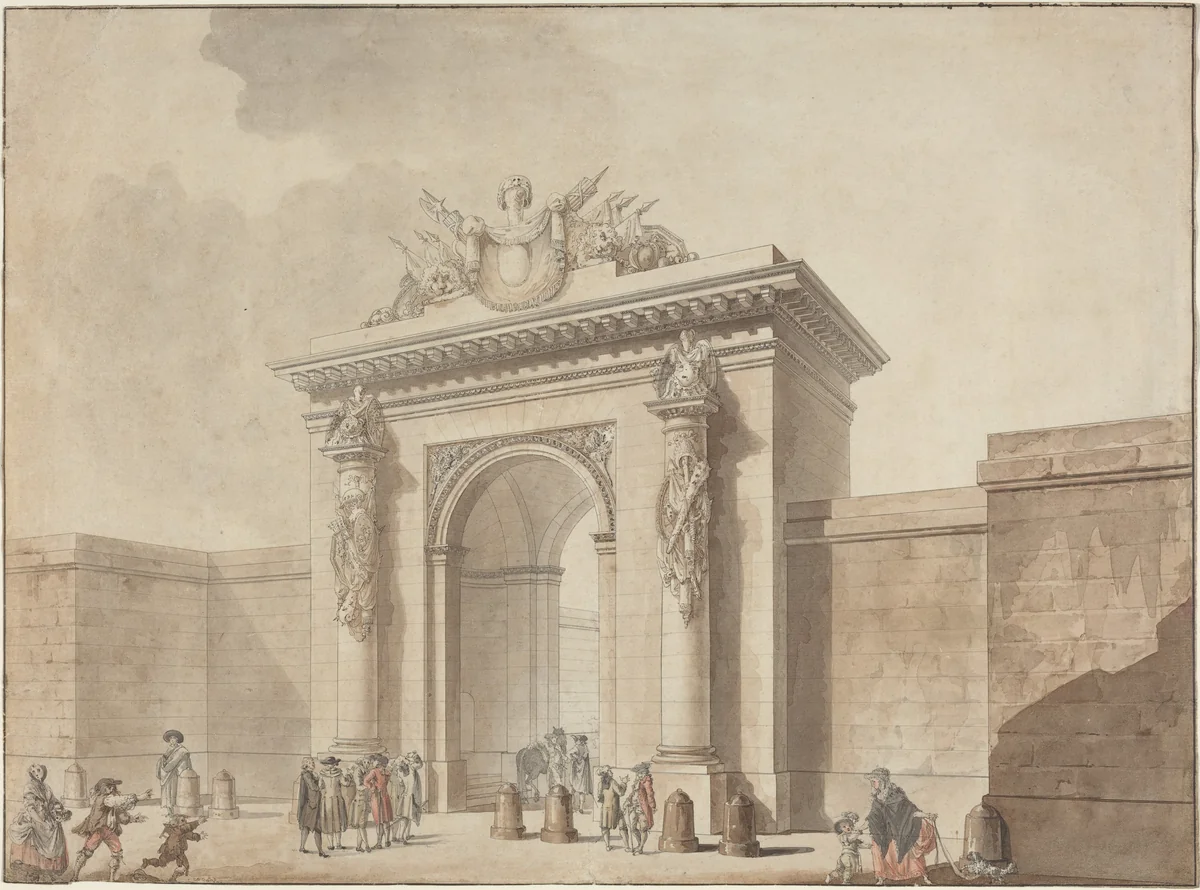 Portal of the Hôtel d'Uzès, rue Montmartre, Paris by Claude Nicolas Ledoux, drawing, 1768-1784