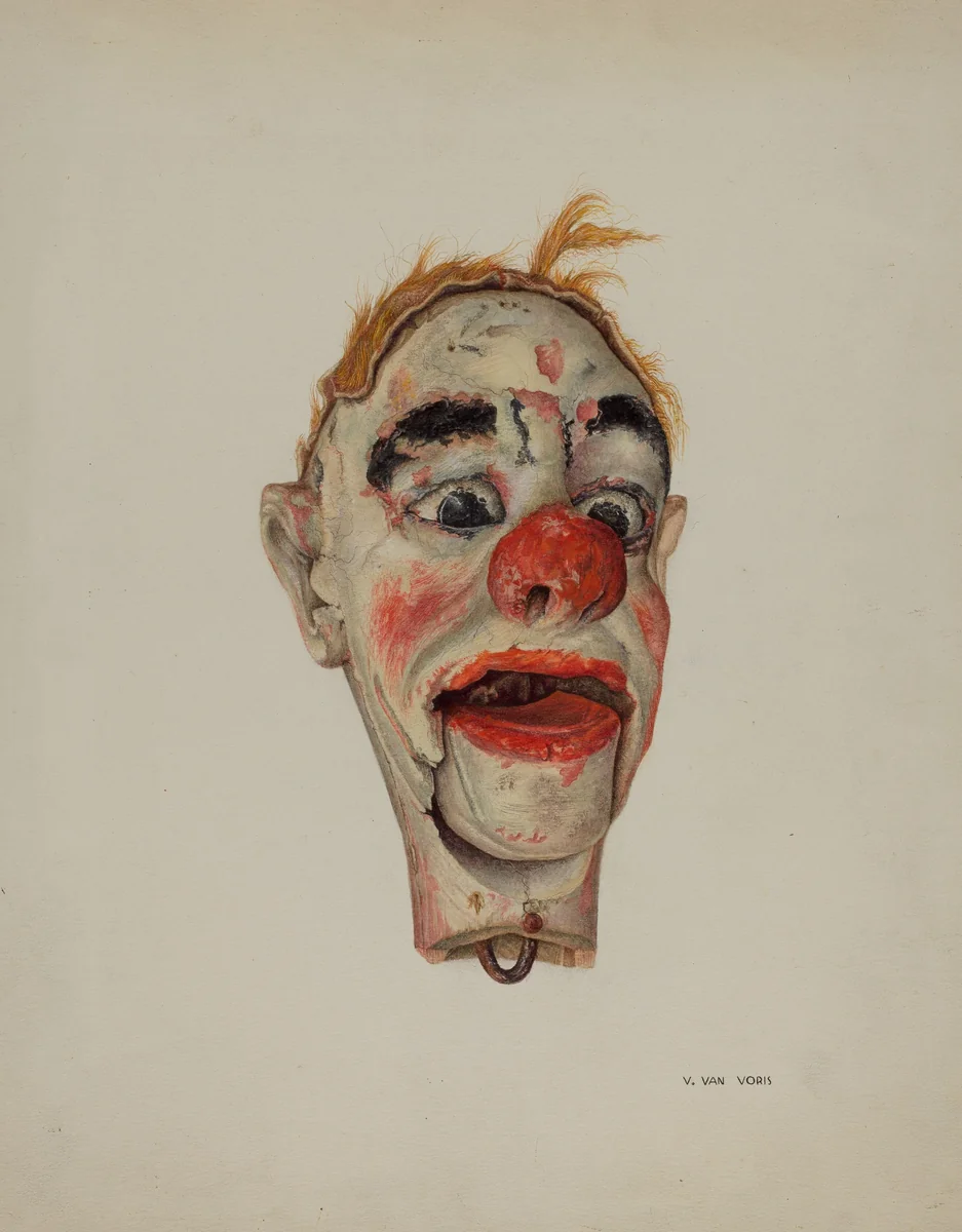 Head of a Clown Marionette by Vera Van Voris, index of american design, 1939