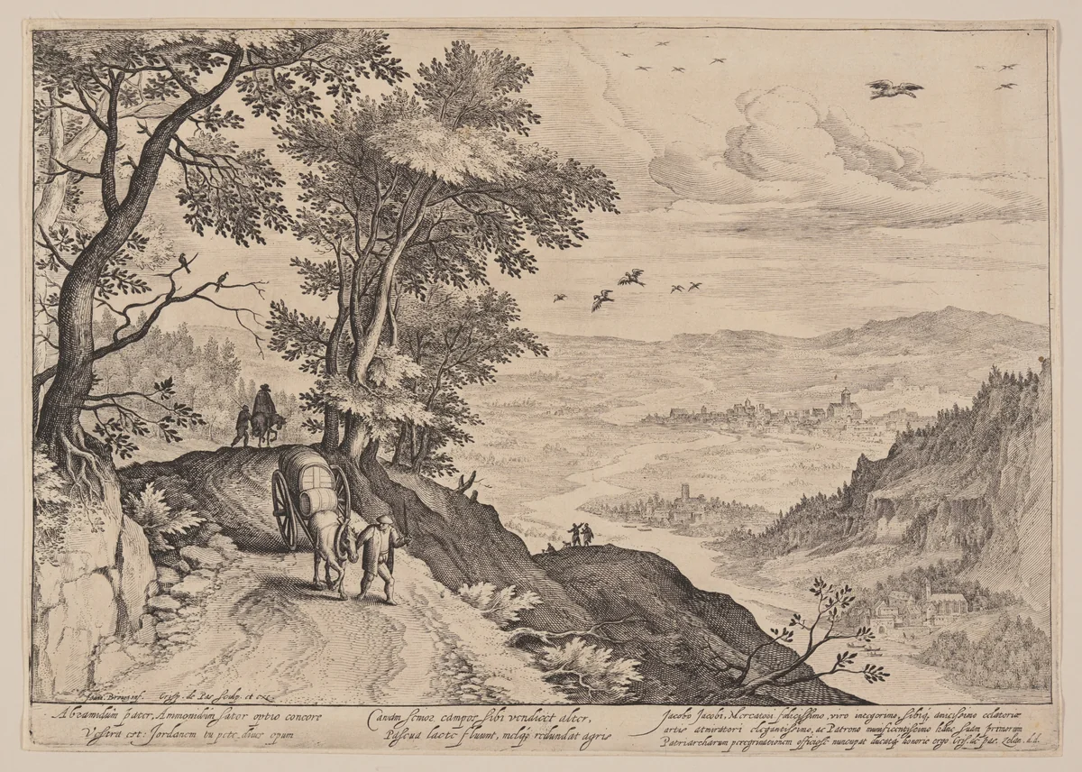 Vast Landscape with Coach Driver by Crispijn van de Passe I, print, 1600