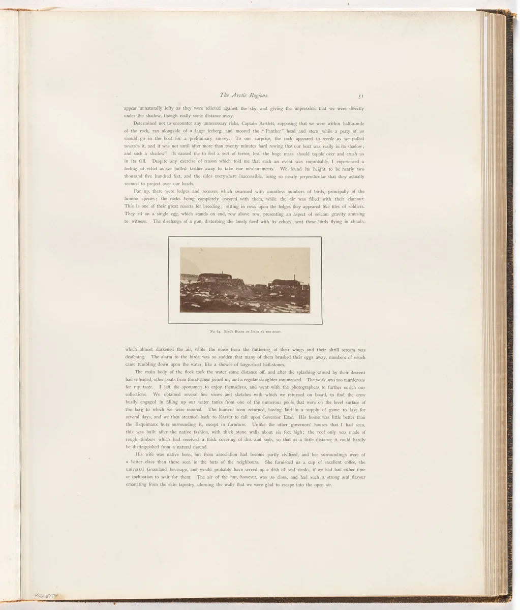 "Esac's house on Iglor at the right" by George P. Critcherson, John L. Dunmore, William Bradford, photograph, 1869
