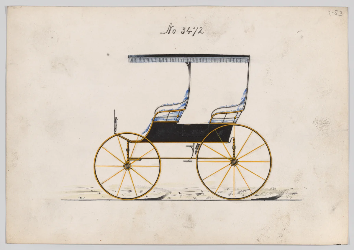 Design for Canopy Top Phaeton, no. 3472 by Brewster & Co., drawing, 1878