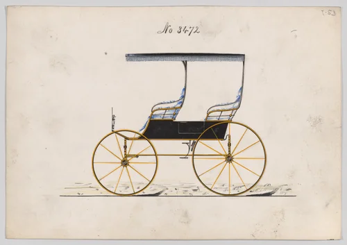 Design for Canopy Top Phaeton, no. 3472 by Brewster & Co., drawing, 1878