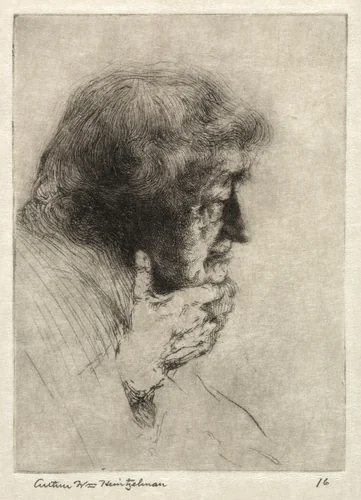Old Man Thinking by Arthur William Heintzelman, print, 1917