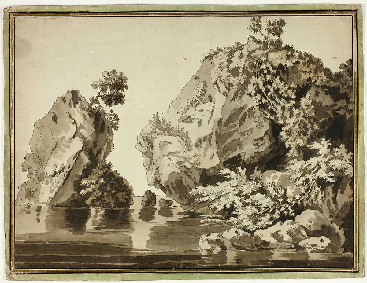 Rocks and Water by Jacob Philipp Hackert, drawing, 1750-1899