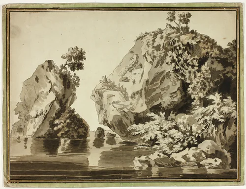Rocks and Water by Jacob Philipp Hackert, drawing, 1750-1899
