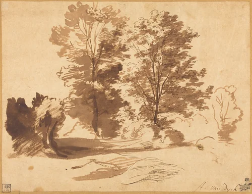 The Edge of a Wood by Anthony van Dyck, drawing, 1630-1640