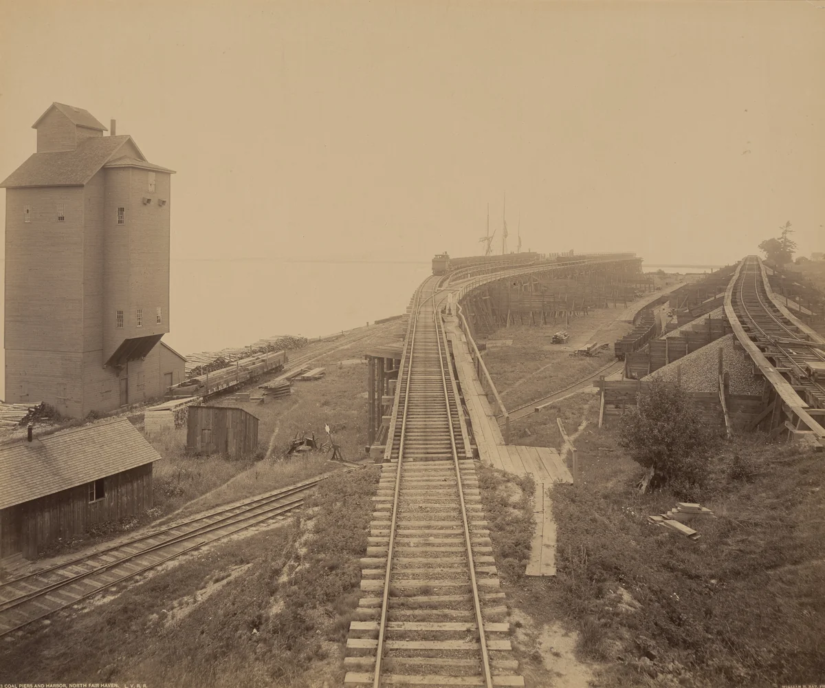 Coal Piers and Harbor, North Fair Haven by William H. Rau, photograph, 1890-1900