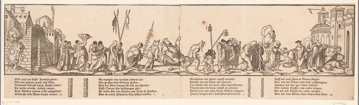 Processie van geestelijken by anonymous, print, 1495-1546