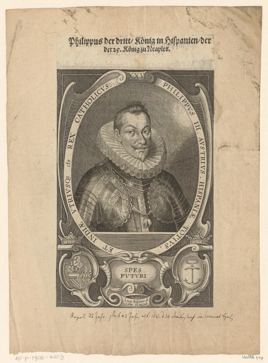 Portret van Filips III, koning van Napels by Unknown, print, 1589-1624