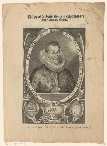 Portret van Filips III, koning van Napels by Unknown, print, 1589-1624