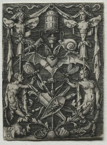 Ornament Design with a Bat in the Center by Heinrich Aldegrever, print, 1550