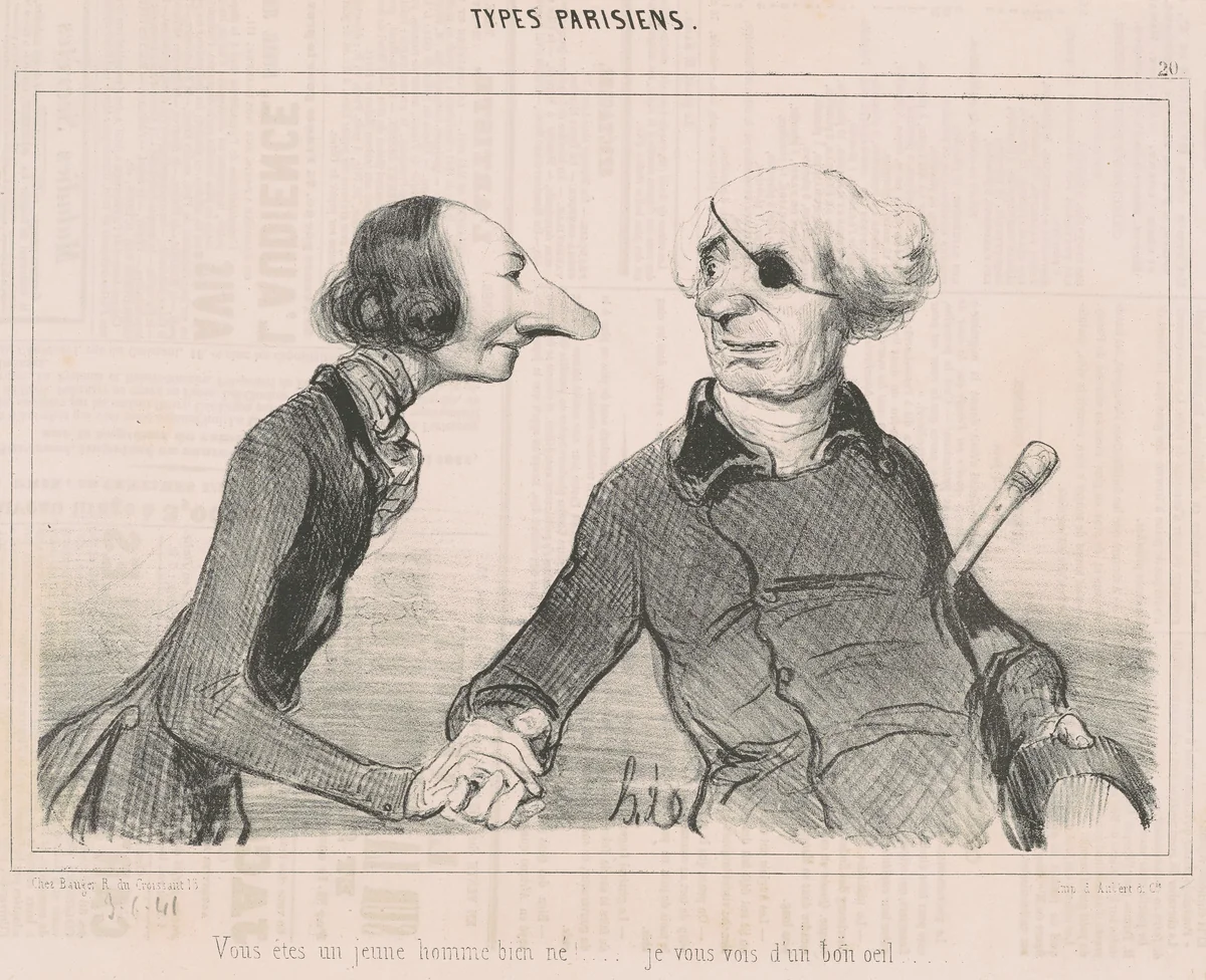 Vous êtes un jeune homme bien né!... by Honoré Daumier, print, 1840