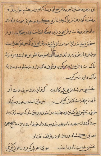 Page from Tales of a Parrot (Tuti-nama): text page by Unknown, painting, 1555-1565