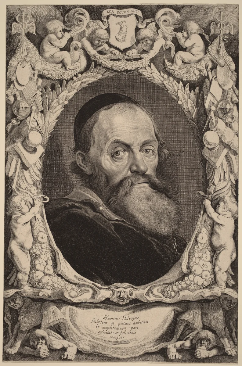 Hendrick Goltzius by Jonas Suyderhoff; Pieter Claesz Soutman, print, 1649