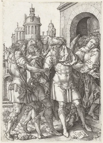 Lot voorkomt geweld tussen de inwoners van Sodom by Unknown, print, 1555