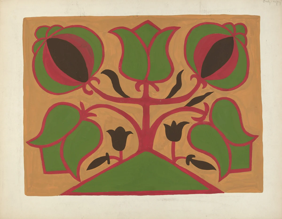 Study for Proposed Portfolio "Decorated Chests of Rural Pennsylvania" by American 20th Century, index of american design, 1941