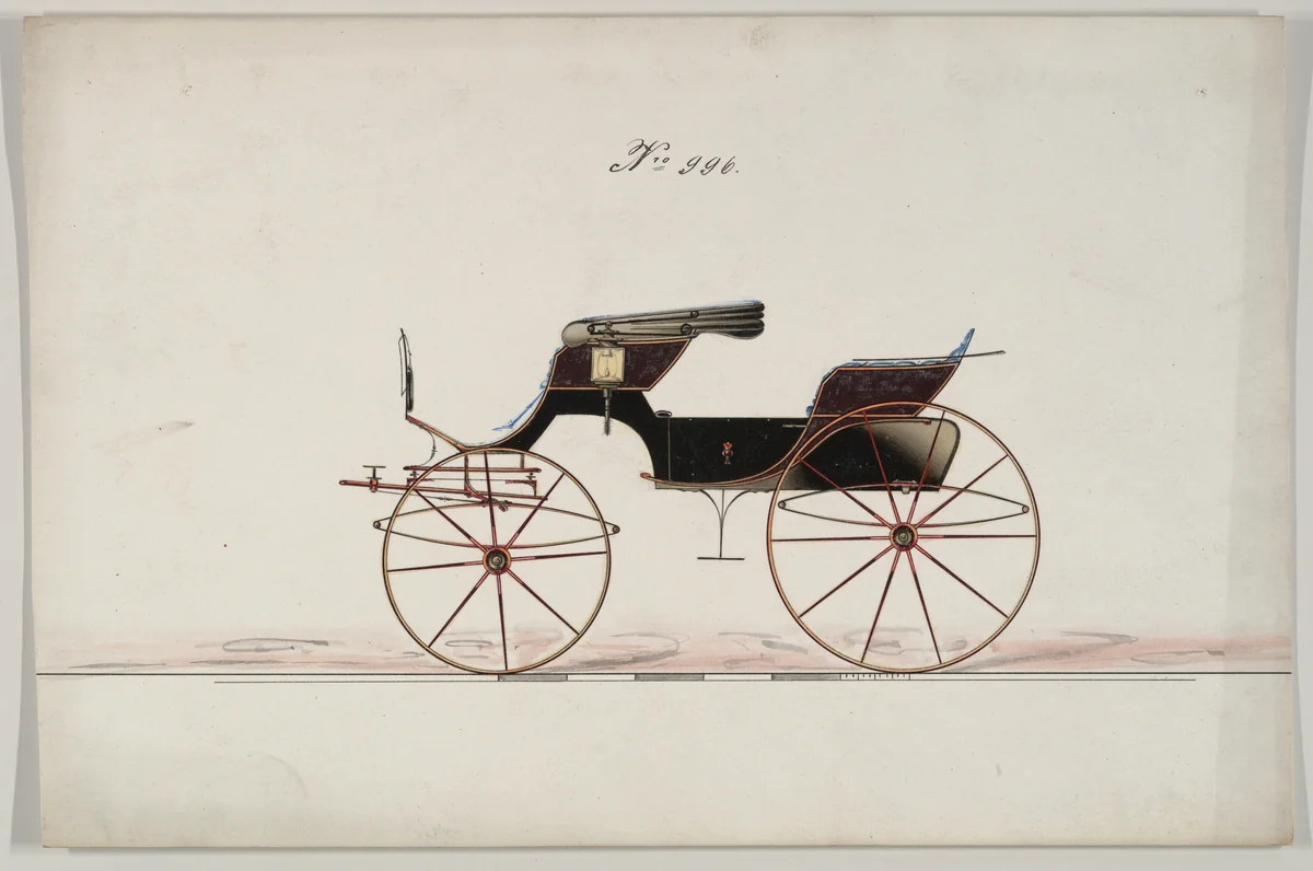 Design for Phaeton, no. 996 by Brewster & Co., drawing, 1850-1874