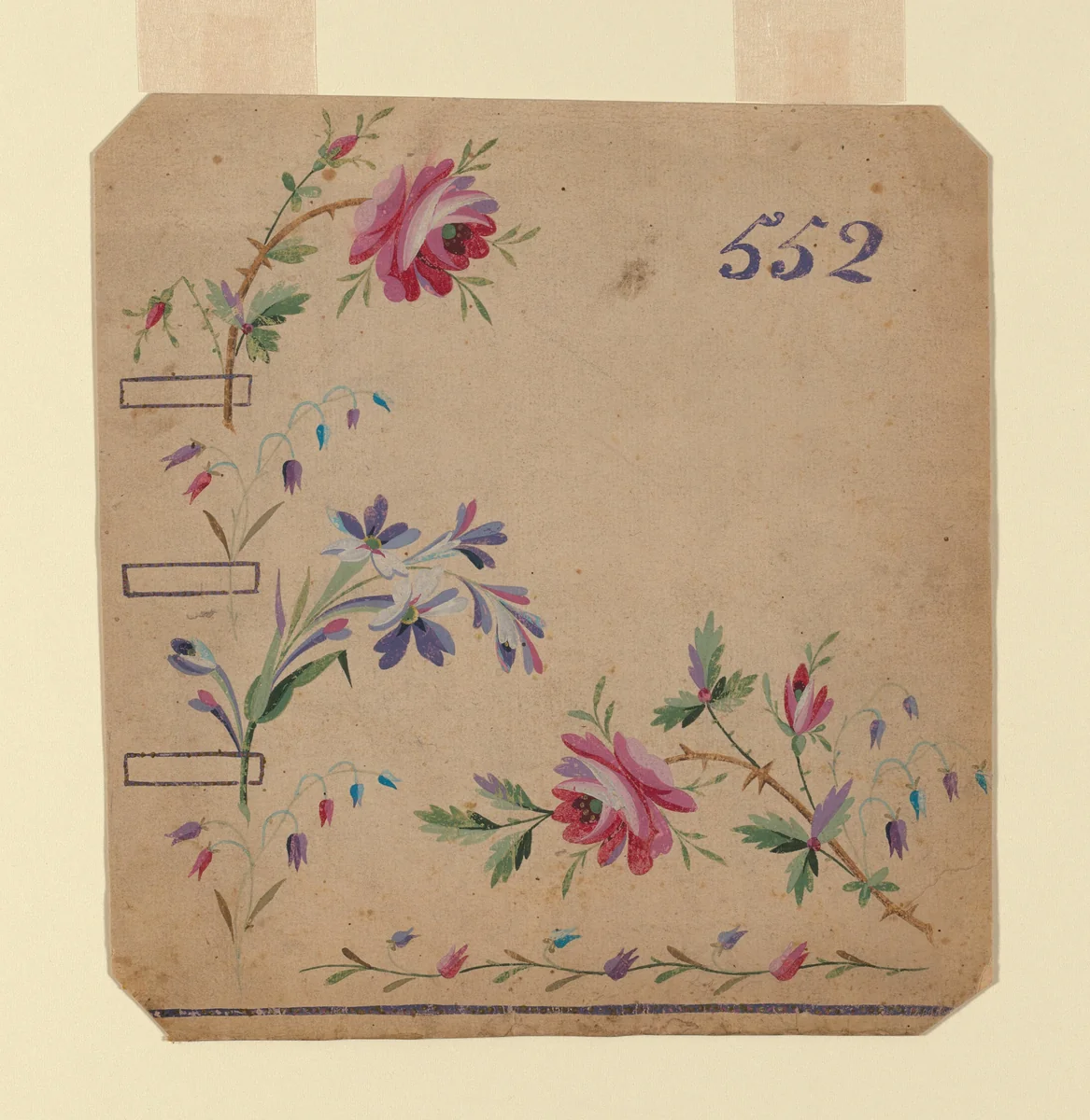 Design for an Embroidered Waistcoat Corner by France, probably Lyon, textile, 1780-1790