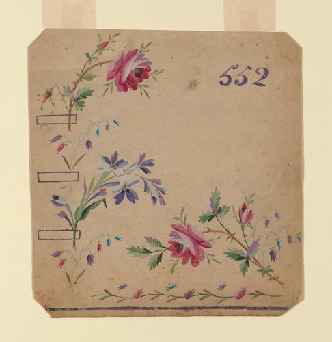 Design for an Embroidered Waistcoat Corner by France, probably Lyon, textile, 1780-1790