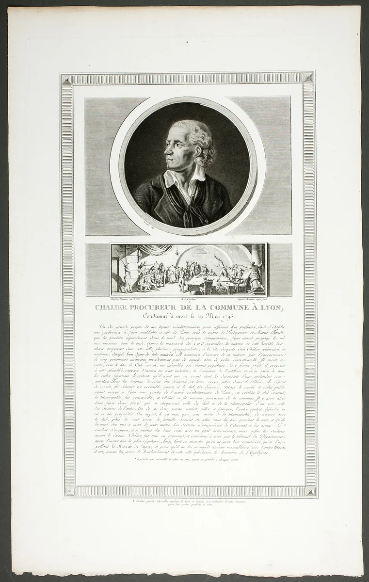 Chalier, Procureur of the Lyon Commune, from the series Tableaux historiques de la révolution française by Jean Duplessi-Bertaux, print, 1798-1804