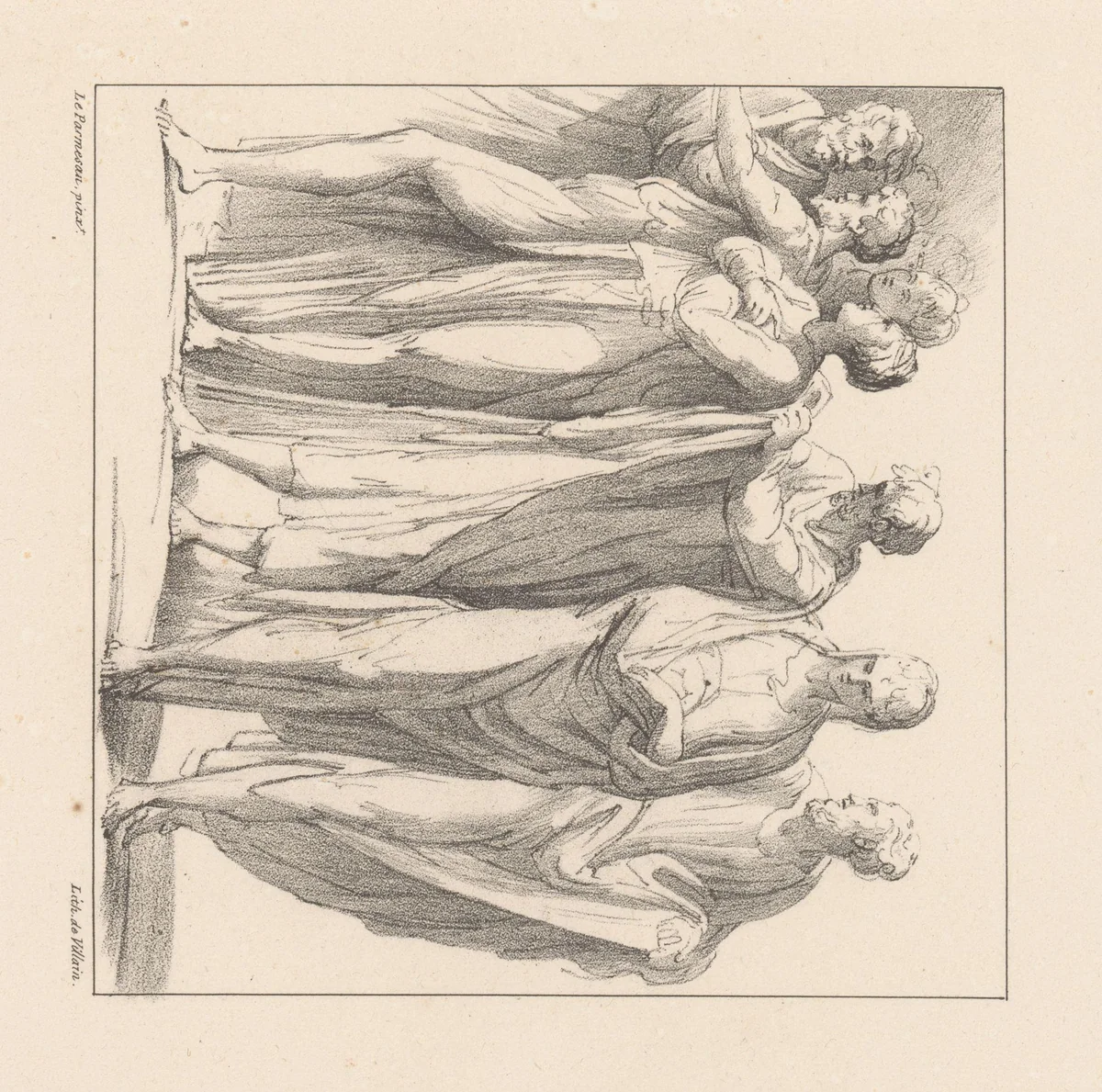 Negen staande figuren by anonymous, print, 1822-1834