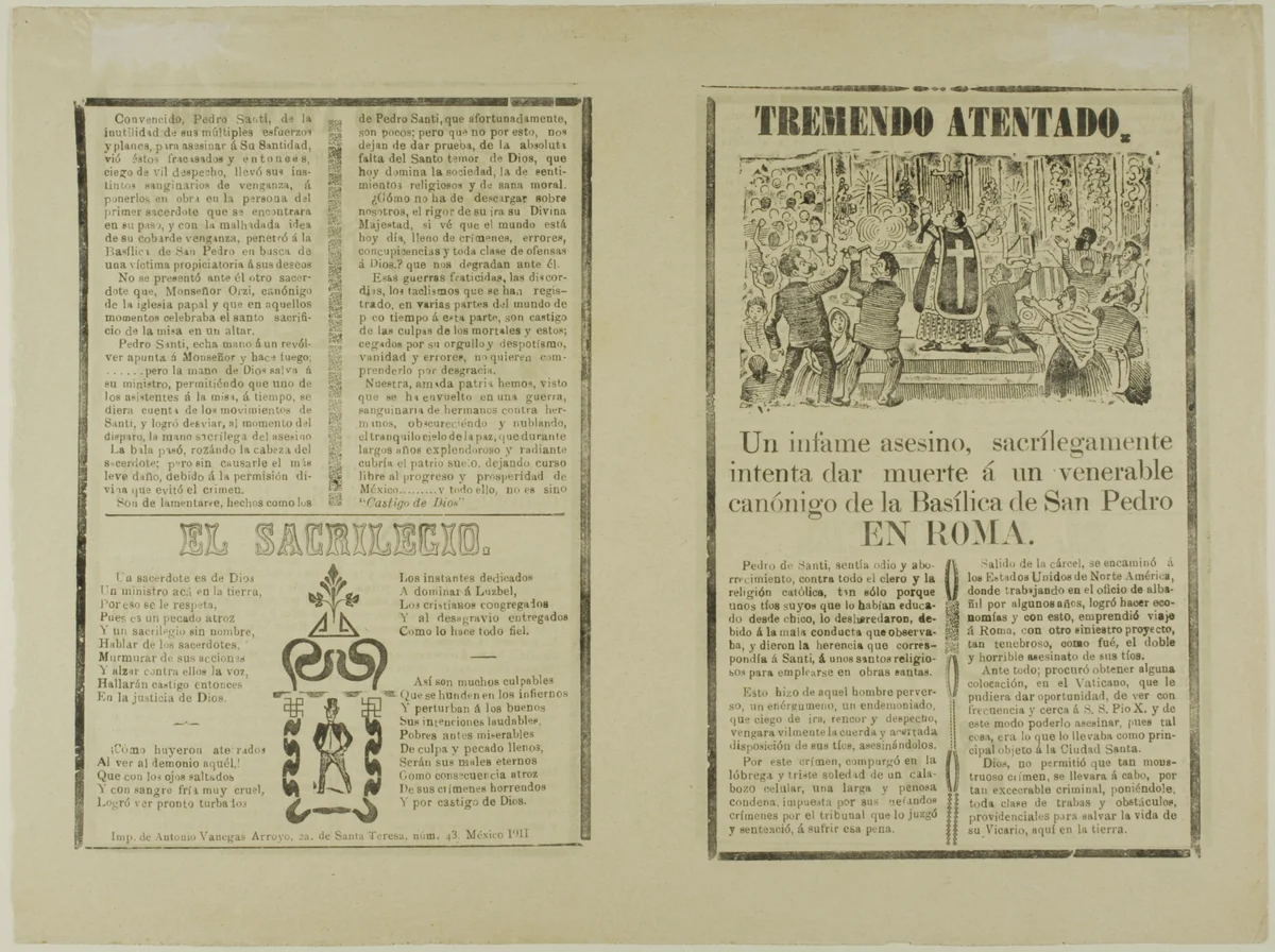 Tremendo atentado (Tremendous Attempt) by José Guadalupe Posada, print, 1871-1913