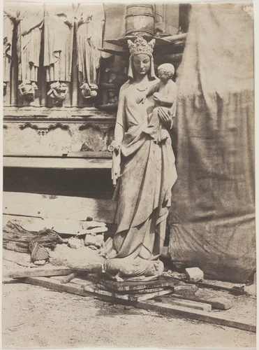 Statue of the Virgin, Notre Dame de Paris by Auguste Mestral, photograph, 1853