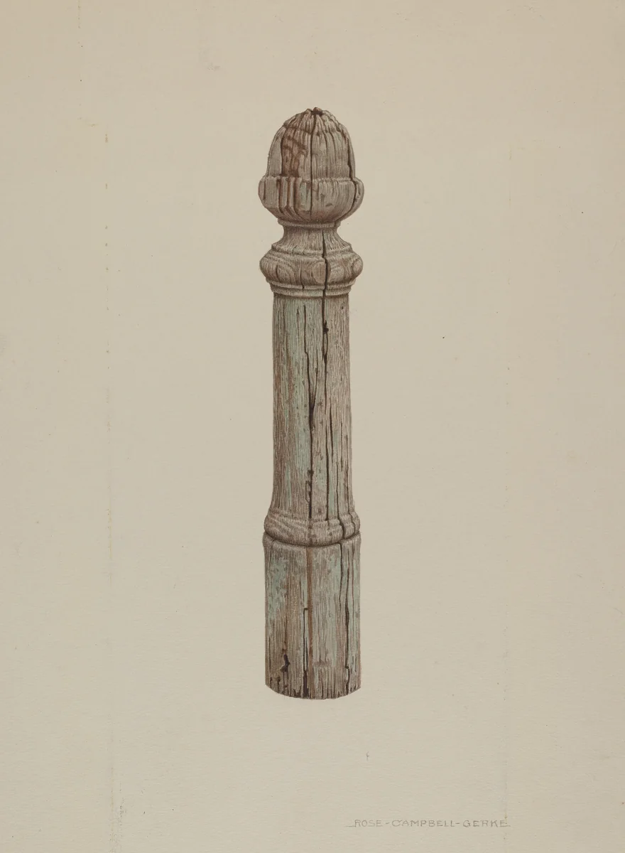 Carved Wooden Hitching Post by Rose Campbell-Gerke, index of american design, 1939