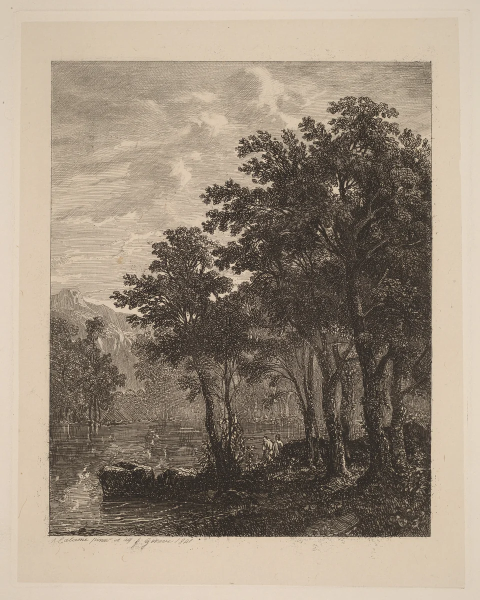 Trees by a River by Alexandre Calame, portfolio, 1838-1850
