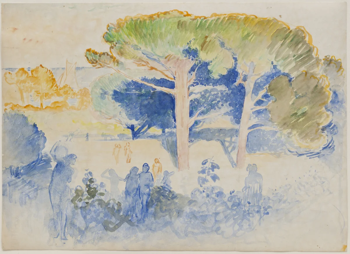 Landscape with Figures by Henri-Edmond Cross, drawing, 1905