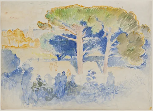 Landscape with Figures by Henri-Edmond Cross, drawing, 1905