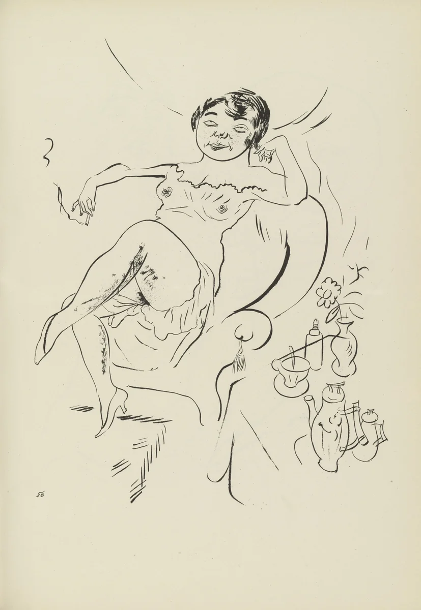 Vor dem Tee (plate, folio 69) from Ecce Homo by George Grosz, illustrated book, 1922