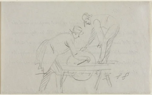 Grinding the Axe by William Sidney Mount, drawing, 1822-1868