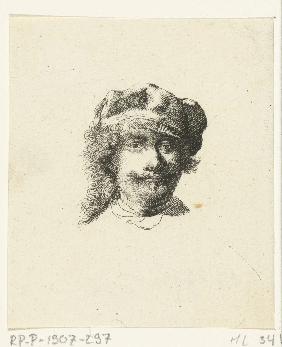 Zelfportret met pet by Ernst Willem Jan Bagelaar, print, 1798-1837