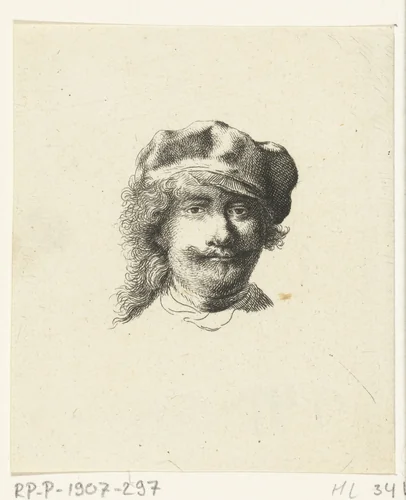 Zelfportret met pet by Ernst Willem Jan Bagelaar, print, 1798-1837