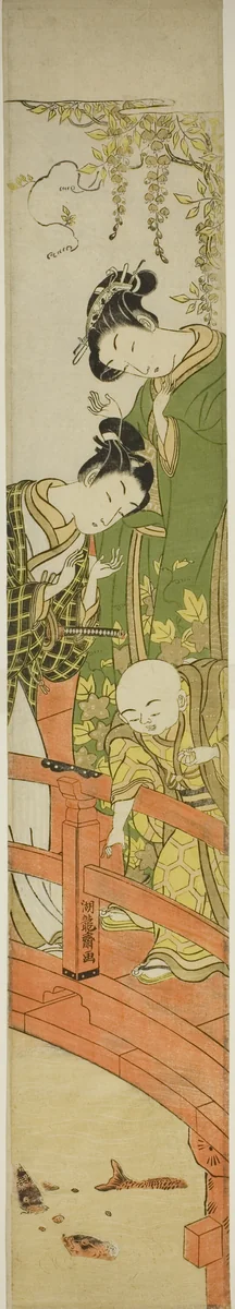 Feeding the Carp at Kameido by Isoda Koryusai, print, 1766-1776