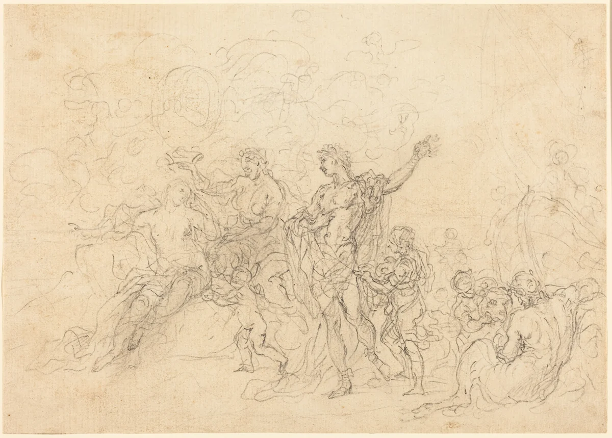 The Marriage of Bacchus and Ariadne by Francesco Solimena, drawing, 1657-1747