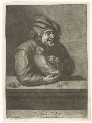 Man met een geldzak by Jacob Hoolaart, print, 1723-1789