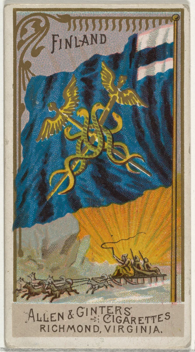 Finland, from Flags of All Nations, Series 2 (N10) for Allen & Ginter Cigarettes Brands by Allen & Ginter, print, 1890