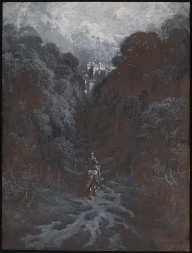 Sir Lancelot Approaching the Castle of Astolat by Gustave Doré, painting, 1852-1883