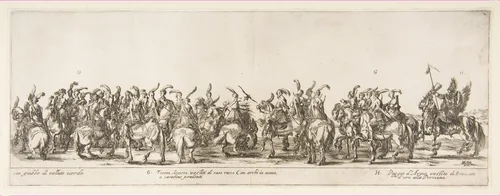 Part of the Entrance of the Polish Legation (G and H) by Stefano della Bella, print, 1633