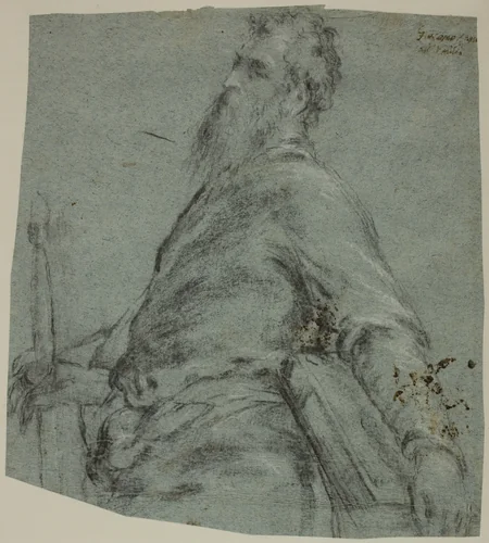 Half-length Figure Study for Saint Paul by Jacopo Bassano, drawing, 1561-1565