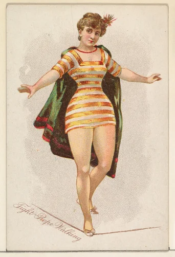 Tightrope Walking, from the Pretty Athletes series (N196) issued by Wm. S. Kimball & Co. by William S. Kimball & Company, print, 1889