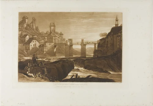 Lauffenbourgh on the Rhine, plate 31 from Liber Studiorum by Joseph Mallord William Turner, print, 1811