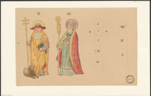 Heilige Hiëronymus en Heilige Augustinus by anonymous, drawing, 1850-1949