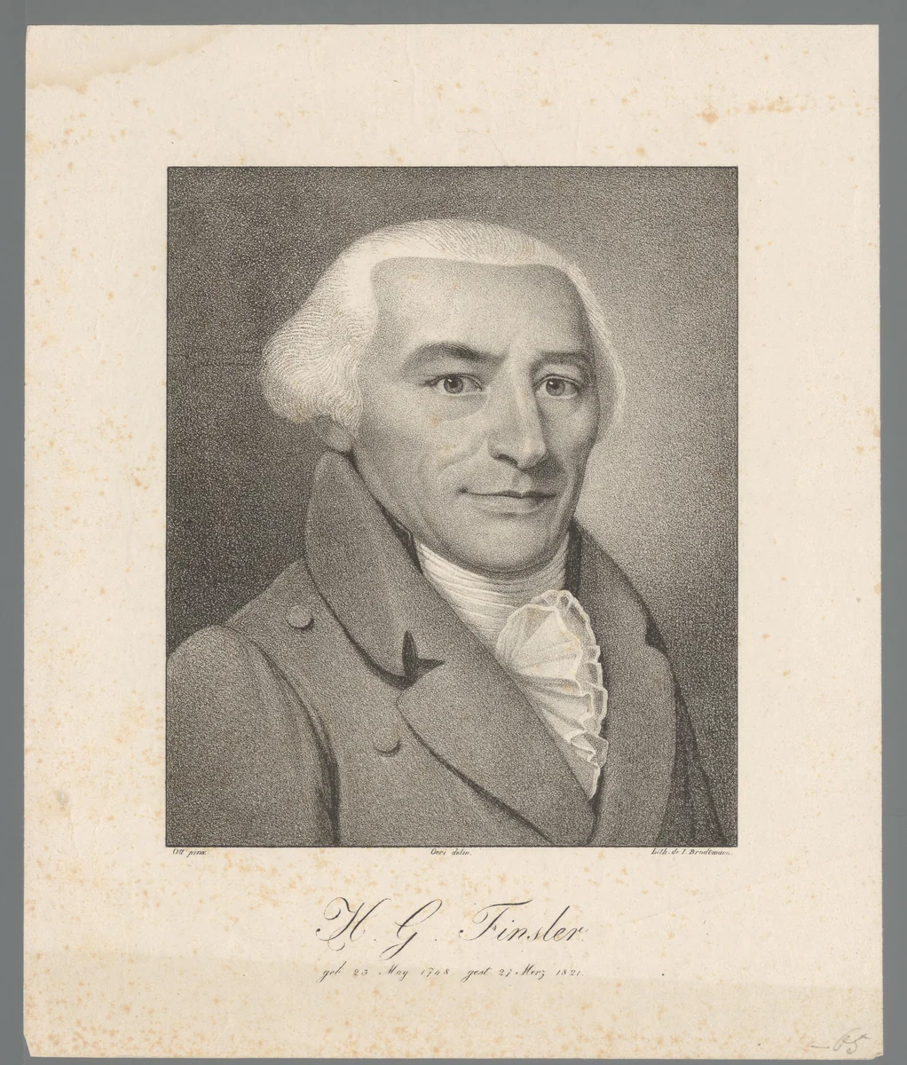Portret van Hans Georg Finsler by anonymous, print, 1821-1868