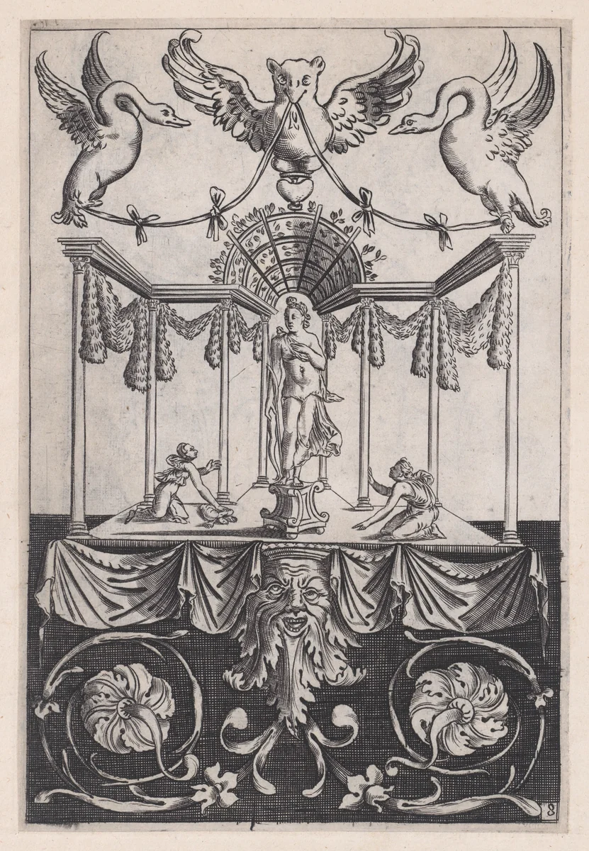 Ornamental Panel by Agostino Veneziano, print, 1514-1536