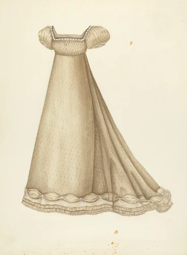 Empire Wedding Dress by American 20th Century, index of american design, 1935-1942