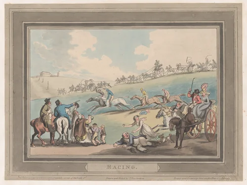 Racing [The Start] by Thomas Rowlandson, print, 1799